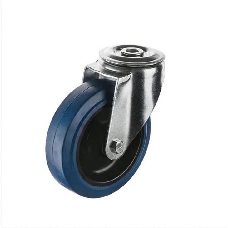 Swivel Bolt Hole Elastic Rubber Caster